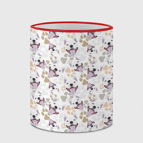 Кружка цветная Бультерьер Bull-Terrier / 3D-Красный кант – фото 2