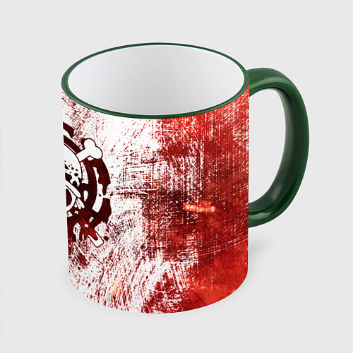 Кружка цветная Трафальгар Ло Пираты сердца Весёлый Роджер / 3D-Зеленый кант – фото 1