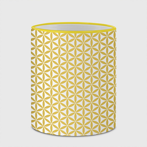 Кружка цветная Цветок Жизни золото / 3D-Желтый кант – фото 2