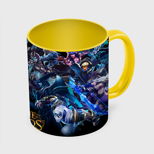 Кружка цветная LEAGUE OF LEGENDS ЛИГА ЛЕГЕНД ГЕРОИ / 3D-Белый + желтый – фото 1