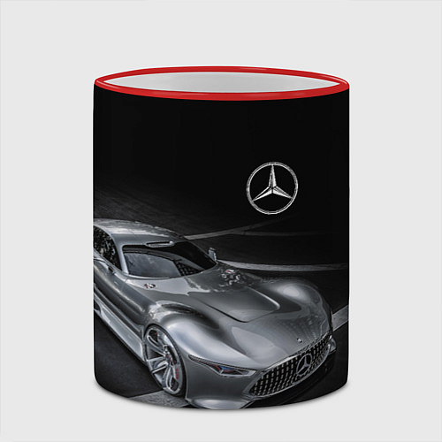 Кружка цветная Mercedes-Benz motorsport black / 3D-Красный кант – фото 2