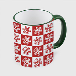 Кружка цветная Шахматные Снежинки