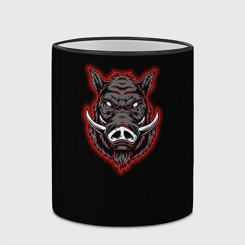 Кружка цветная Кабан красно-белый / 3D-Черный кант – фото 2