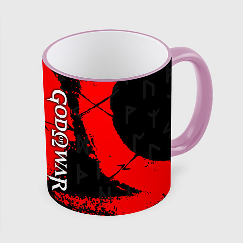 Кружка цветная GOD OF WAR СИМВОЛ КРАТОСА / 3D-Розовый кант – фото 1