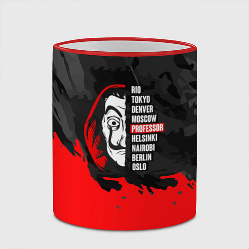 Кружка цветная La Casa de Papel Professor / 3D-Красный кант – фото 2