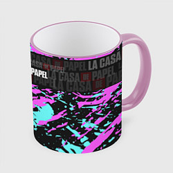 Кружка 3D La Casa de Papel Logo Надпись, цвет: 3D-розовый кант