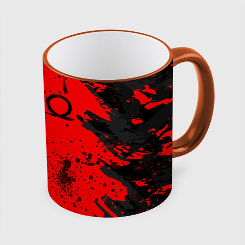 Кружка цветная God of War Брызги крови / 3D-Оранжевый кант – фото 1