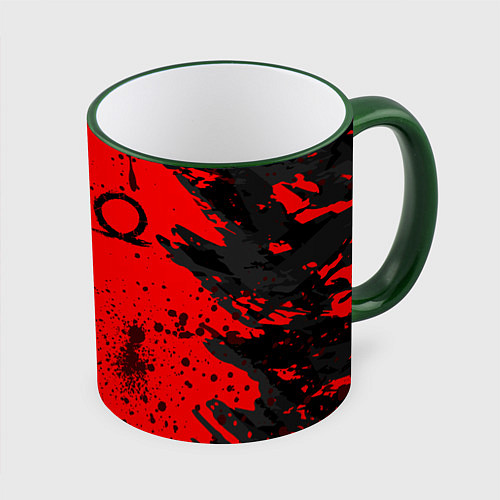 Кружка цветная God of War Брызги крови / 3D-Зеленый кант – фото 1
