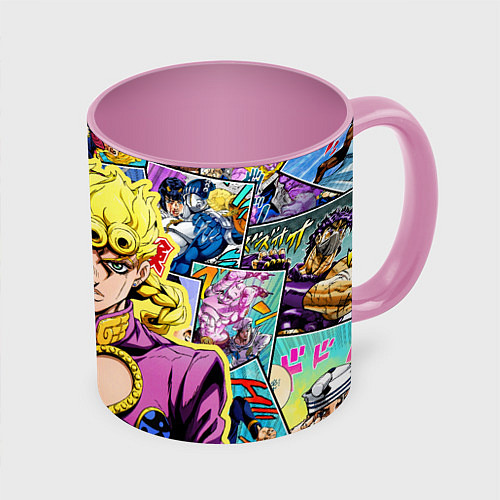 Кружка цветная JoJos Bizarre Adventure - Джорно Джованна / 3D-Белый + розовый – фото 1