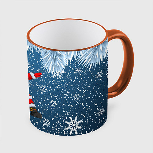 Кружка цветная DAB SANTA WINTER / 3D-Оранжевый кант – фото 1