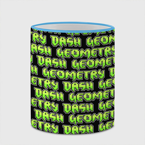 Кружка цветная Geometry Dash: Green Pattern Logo / 3D-Небесно-голубой кант – фото 2