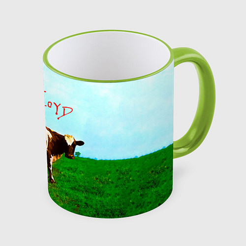 Кружка цветная Atom Heart Mother - Pink Floyd / 3D-Светло-зеленый кант – фото 1