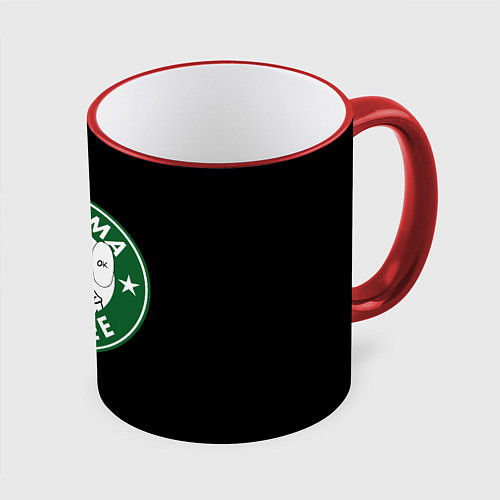 Кружка цветная ONE-PUNCH MAN OK COFFEE / 3D-Красный кант – фото 1
