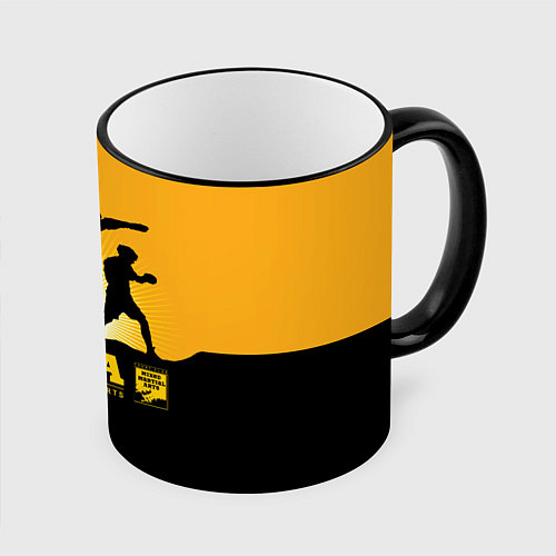 Кружка цветная ММА Mixed Martial Arts / 3D-Черный кант – фото 1