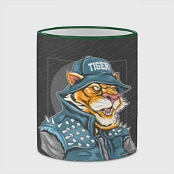 Кружка 3D Крутой тигр cool tiger, цвет: 3D-зеленый кант — фото 2