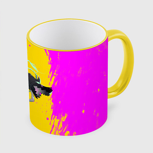 Кружка цветная Летящая Джинкс / 3D-Желтый кант – фото 1
