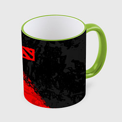 Кружка 3D DOTA 2 RED LOGO, БРЫЗГИ КРАСОК, цвет: 3D-светло-зеленый кант
