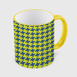Кружка 3D Сине-желтые гусиные лапки, цвет: 3D-желтый кант