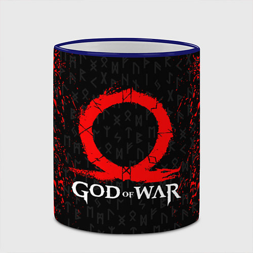 Кружка цветная GOD OF WAR КРАТОС ЛОГО / 3D-Синий кант – фото 2