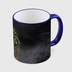 Кружка 3D Тигр в тумане, цвет: 3D-синий кант