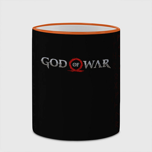 Кружка цветная GOD OF WAR LOGO, РУНЫ / 3D-Оранжевый кант – фото 2