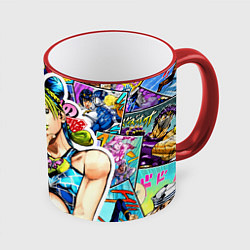 Кружка 3D JoJos Bizarre Adventure - Джолин Кудзё, цвет: 3D-красный кант