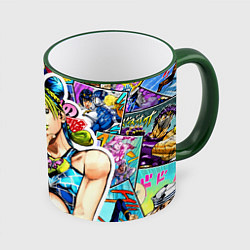 Кружка 3D JoJos Bizarre Adventure - Джолин Кудзё, цвет: 3D-зеленый кант
