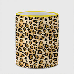 Кружка 3D Пятна Дикого Леопарда, цвет: 3D-желтый кант — фото 2