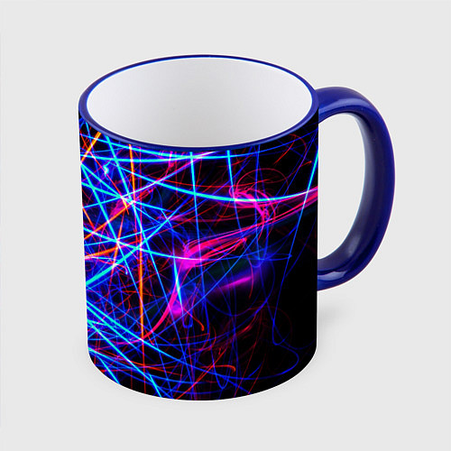 Кружка цветная NEON LINES Glowing Lines Effect / 3D-Синий кант – фото 1