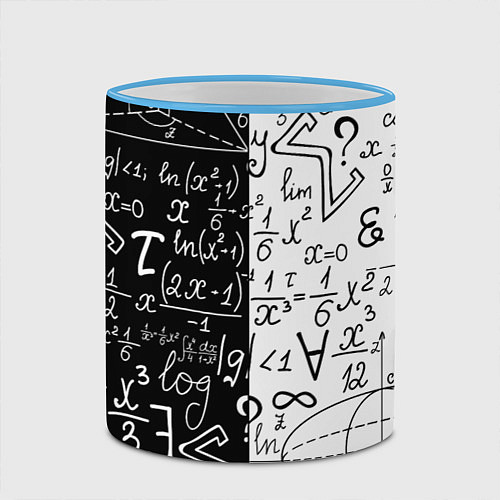 Кружка цветная ЧЁРНО БЕЛЫЕ ФОРМУЛЫ ФИЗИКА МАТЕМАТИКА / 3D-Небесно-голубой кант – фото 2
