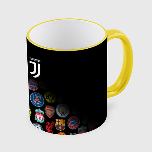 Кружка цветная JUVENTUS LOGOBOMBING SPORT / 3D-Желтый кант – фото 1