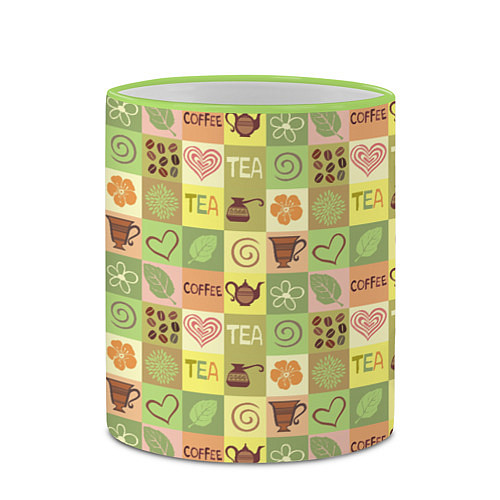 Кружка цветная Чай и Кофе / 3D-Светло-зеленый кант – фото 2