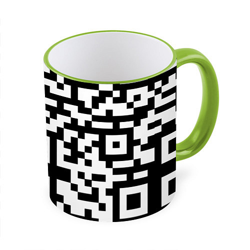 Кружка цветная Qr codeкуаркод / 3D-Светло-зеленый кант – фото 1