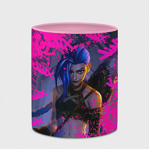 Кружка цветная Jinx v2 Arcane LoL / 3D-Белый + розовый – фото 2