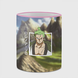 Кружка 3D Ван-Пис One Piece, Зоро Ророноа Zoro Roronoa, цвет: 3D-розовый кант — фото 2