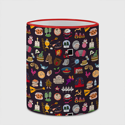 Кружка цветная Российская история и русская культура паттерн / 3D-Красный кант – фото 2