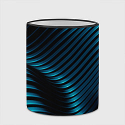 Кружка 3D Волны голубого металла, цвет: 3D-черный кант — фото 2