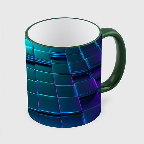 Кружка цветная 3D квадраты неоновые / 3D-Зеленый кант – фото 1