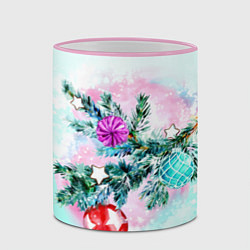 Кружка 3D Новогодние украшения Елочка, цвет: 3D-розовый кант — фото 2