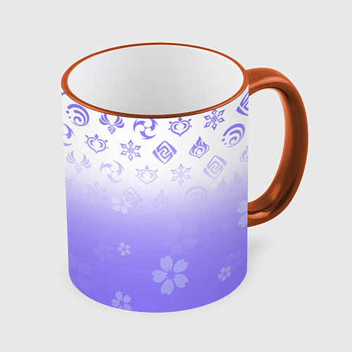 Кружка цветная GENSHIN IMPACT SYMBOL PATTERN SAKURA САКУРА / 3D-Оранжевый кант – фото 1