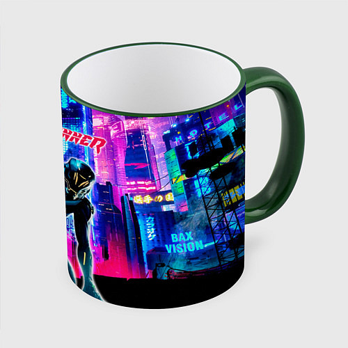 Кружка цветная Ghostrunner Neon City / 3D-Зеленый кант – фото 1