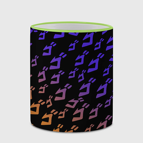 Кружка цветная JOJOS BIZARRE ADVENTURE PATTERN / 3D-Светло-зеленый кант – фото 2