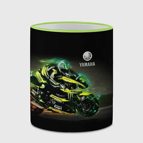 Кружка цветная YAMAHA - famous racing team! / 3D-Светло-зеленый кант – фото 2