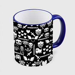 Кружка 3D UNDERTALE PATTERN БЕЛЫЙ, цвет: 3D-синий кант