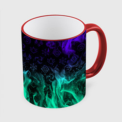 Кружка цветная НЕОНОВЫЙ ОГОНЬ ГЕНШИН ИМПАКТ СИМВОЛЫ