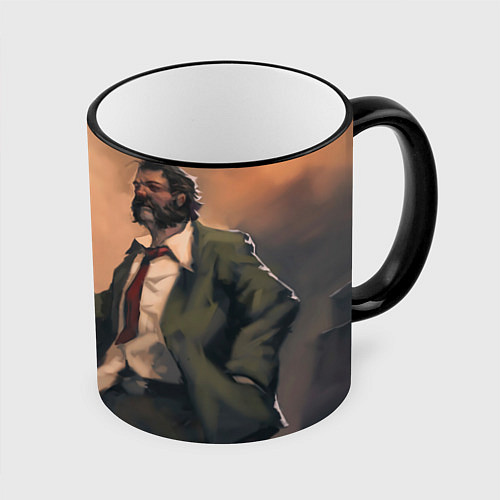 Кружка цветная Напарники в раздумьях / 3D-Черный кант – фото 1