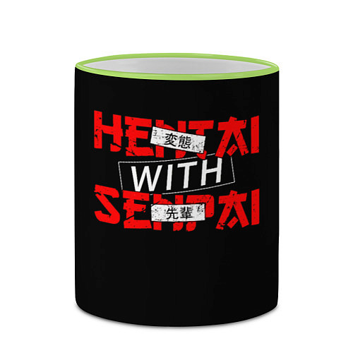 Кружка цветная HENTAI WITH SENPAI / 3D-Светло-зеленый кант – фото 2