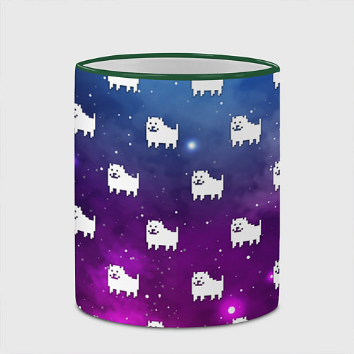 Кружка цветная UNDERTALE DOGS PATTERN SPACE / 3D-Зеленый кант – фото 2