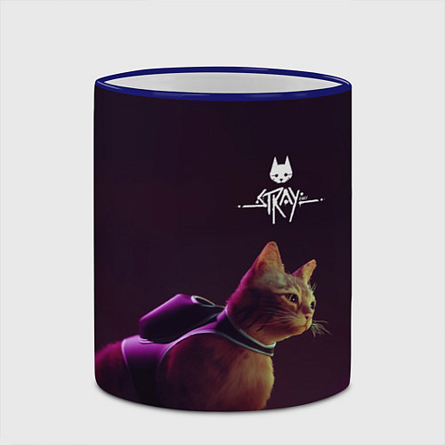 Кружка цветная Stray Боевой котик / 3D-Синий кант – фото 2
