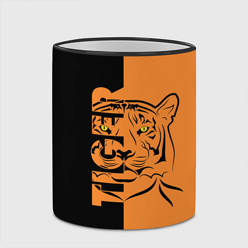 Кружка цветная Тигр - Tiger / 3D-Черный кант – фото 2